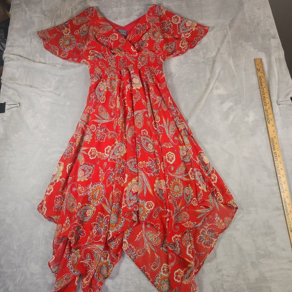 Rabbit Designs Paisley Flutter Sleeve Boho Fairy‎ Cottagecore Maxi Dress 6
